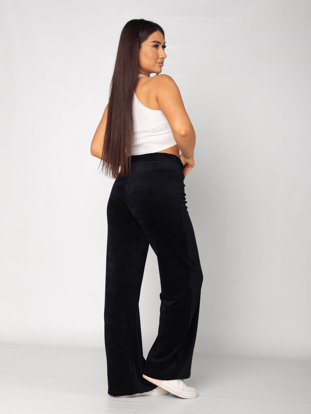 Брюки женские велюровые "ПАЛАЦЦО" ЧЕРНЫЙ