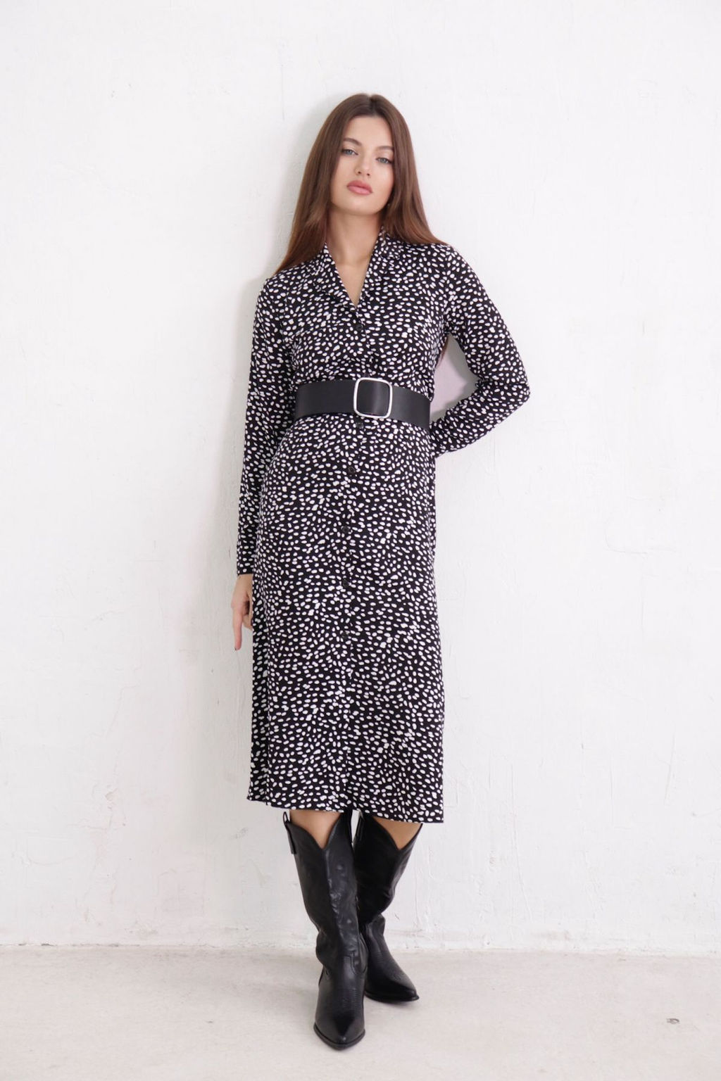 Платье-рубашка с английским воротником принт - Martichelli фото 84