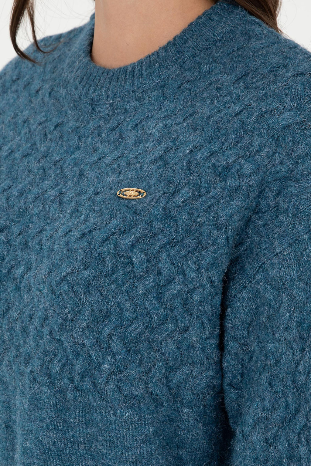 Женский свитер с круглым вырезом цвета индиго меланжевого цвета Неожиданная скидка в корзине - U.s. polo assn фото 7