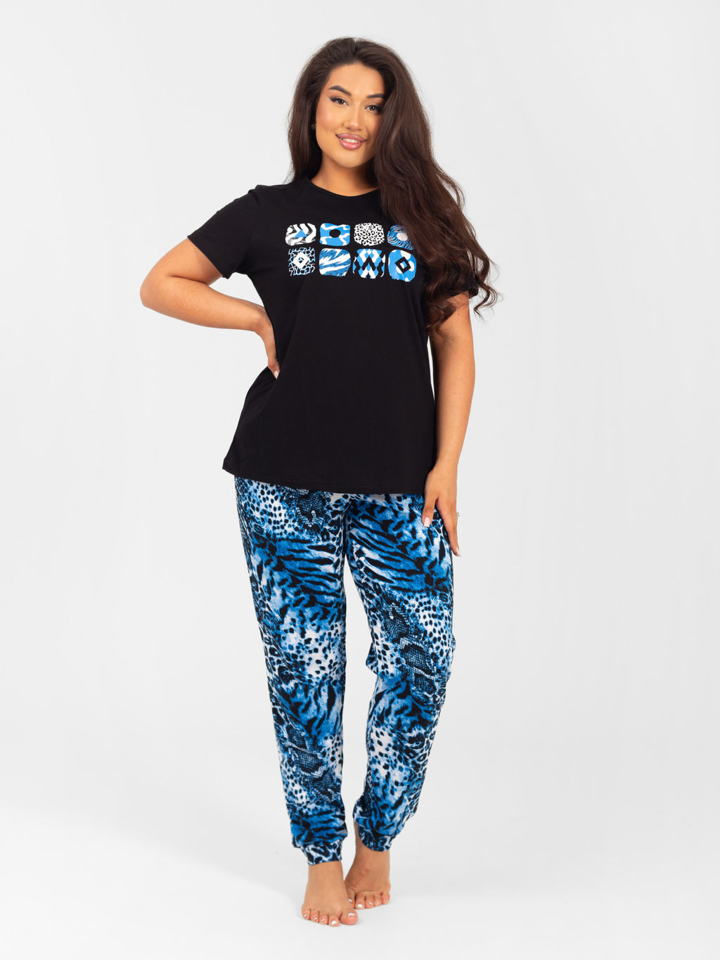 Пижама женская кулирка с брюками "МАМБА" СИНИЙ