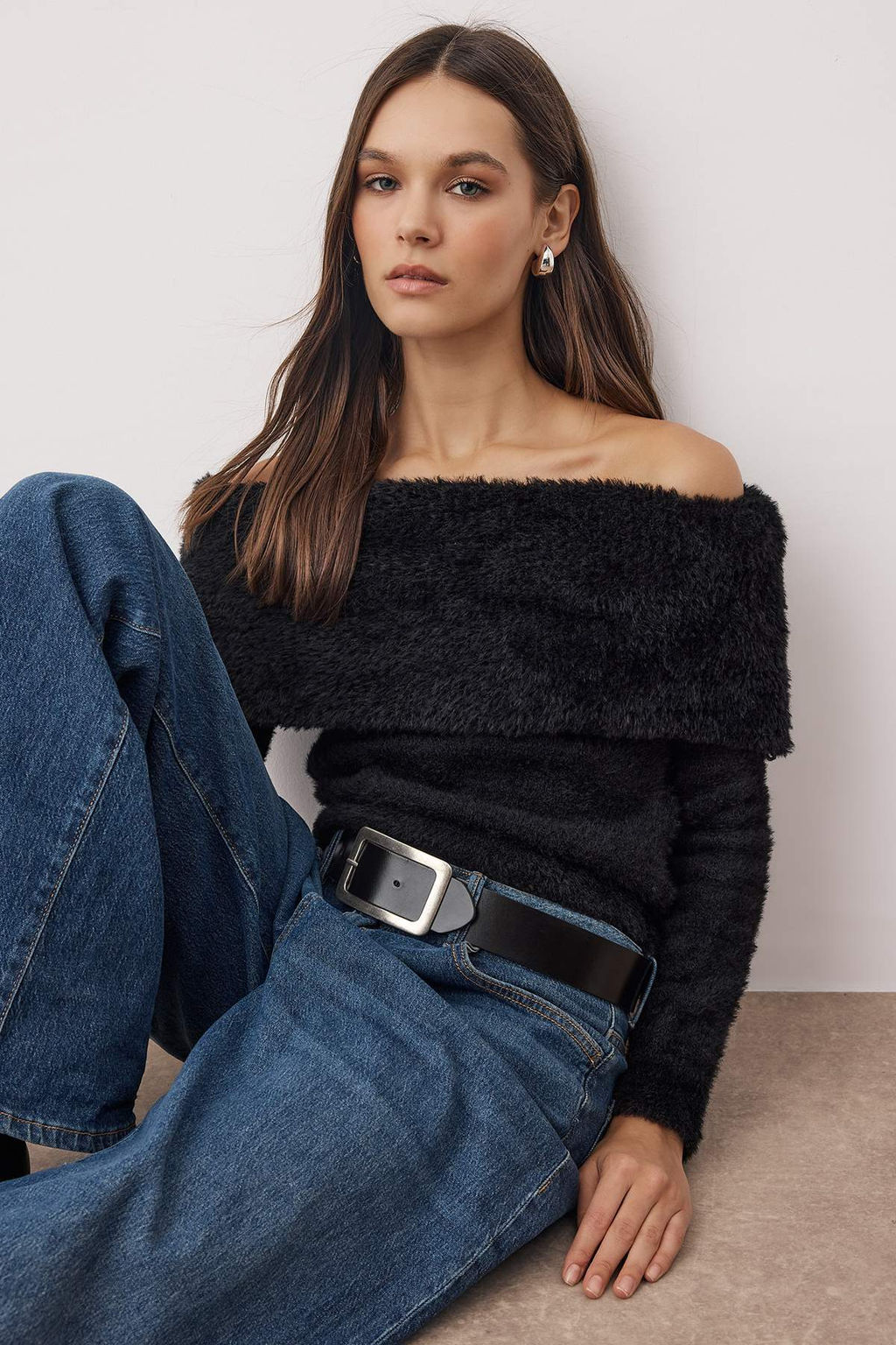 Tas Carmen Yaka Tuylu/Sakal Iplikli Triko Kazak TWOAW24KZ00121 - Trendyolmilla фото 7