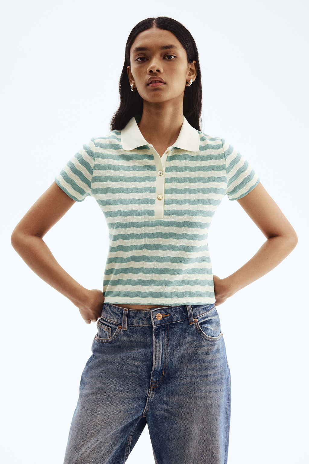 Polo en punto con textura - H&m фото 4