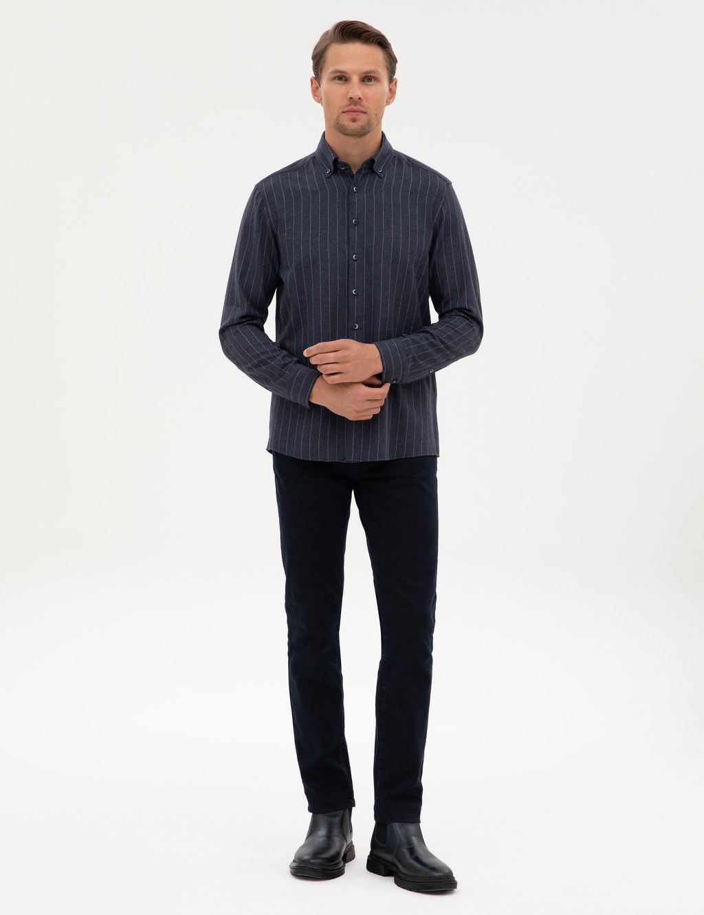 Lacivert _izgili Regular Fit Uzun Kollu G_mlek - Pierre cardin фото 4