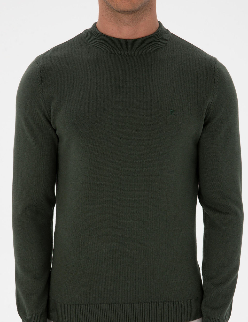 Koyu Haki Slim Fit _eyrek Yaka Basic Triko Kazak - Pierre cardin фото 6