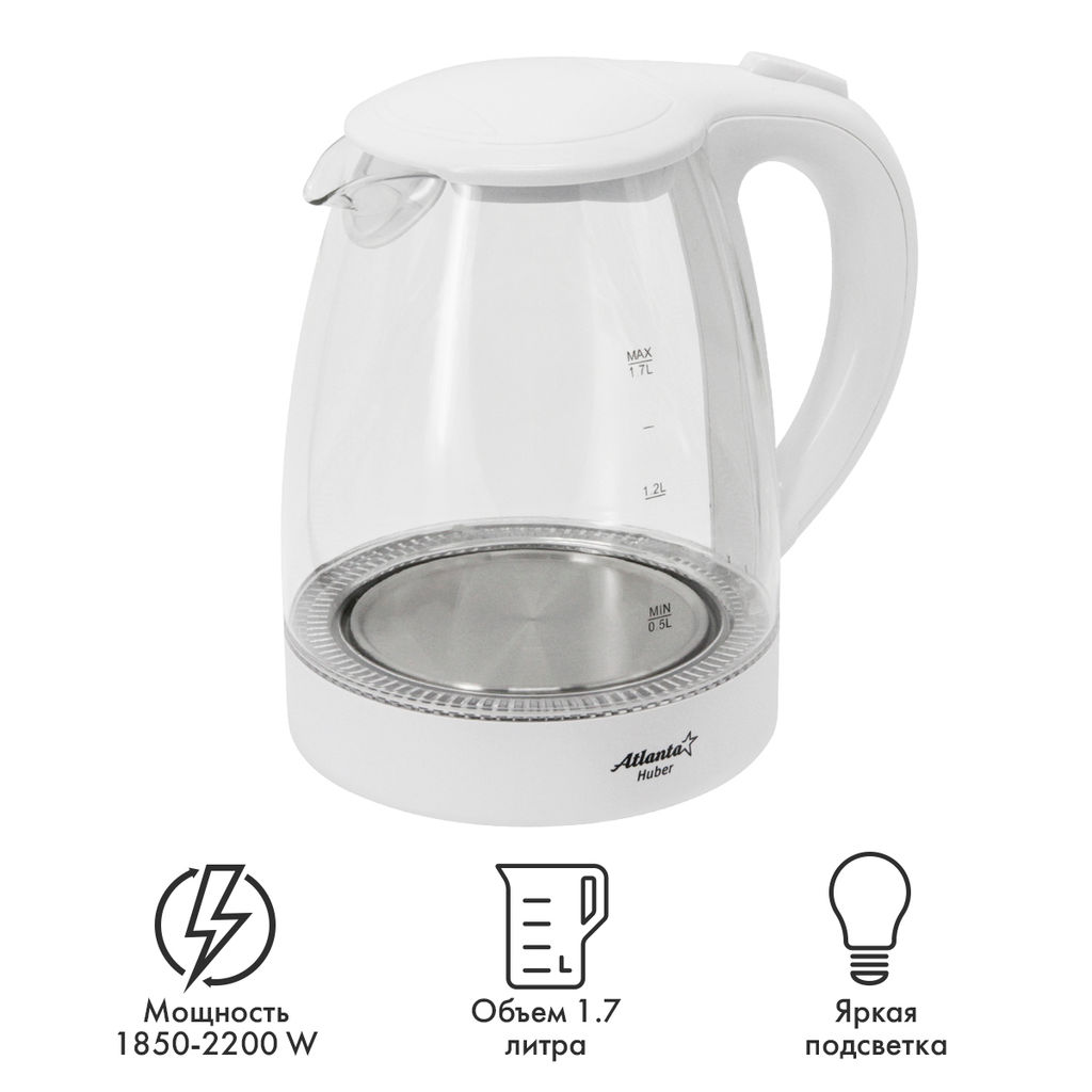 Чайник электрический 1,7 л стеклянный арт. ATH-2470 - Полимербыт фото 6
