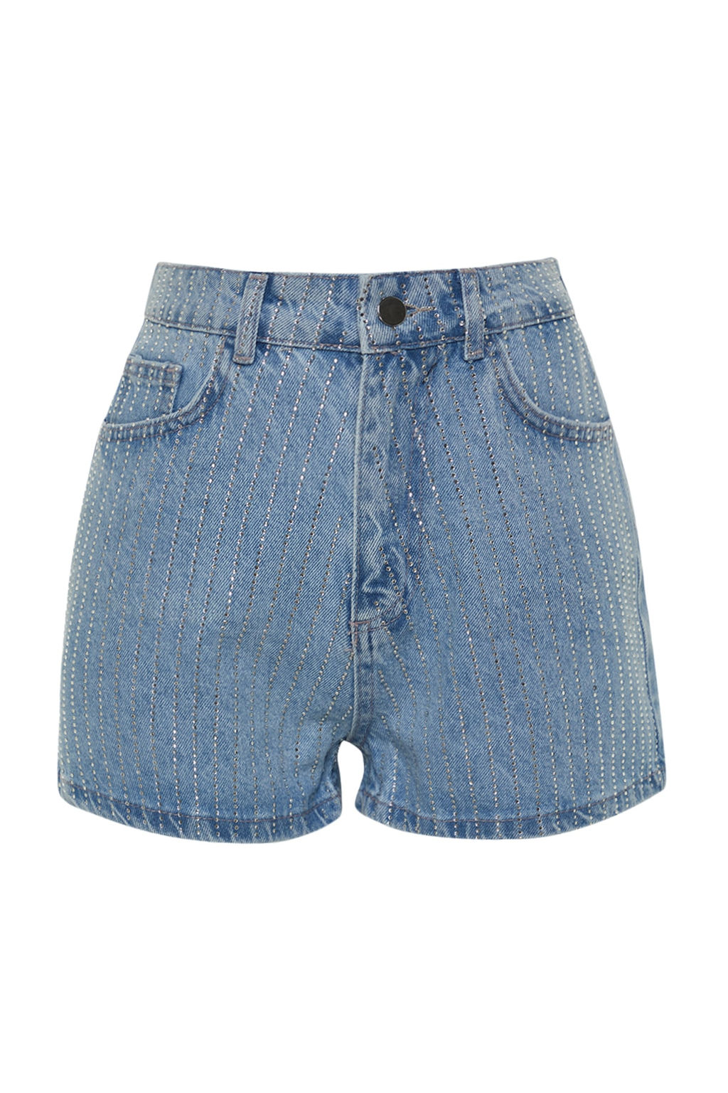TRENDYOLMILLA Mavi Tasl? Yuksek Bel Denim Sort TWOSS23SR00191  фото 6
