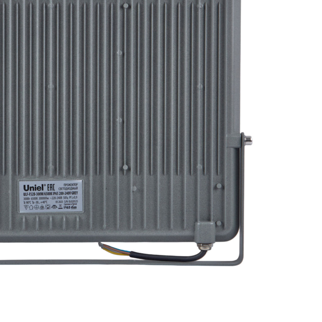 ULF-F52B-300W/6500K IP65 200-240V GREY Прожектор светодиодный. Дневной свет (6500K). Угол 60 градусов. Корпус серый. TM Uniel