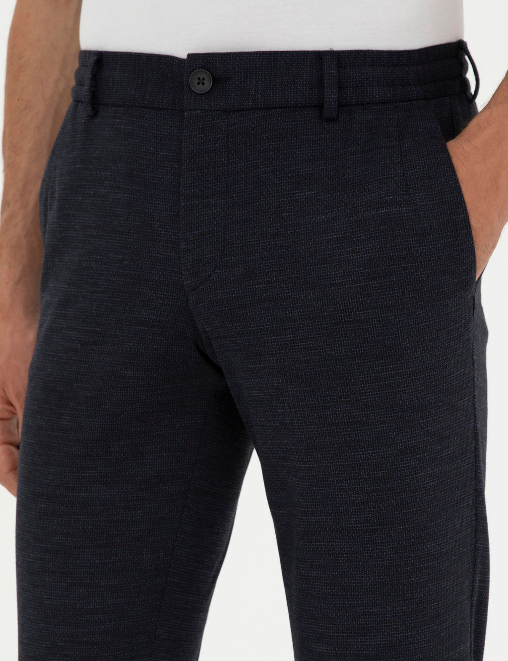 Koyu Lacivert Slim Fit Y_n Kar___ml_ Pantolon