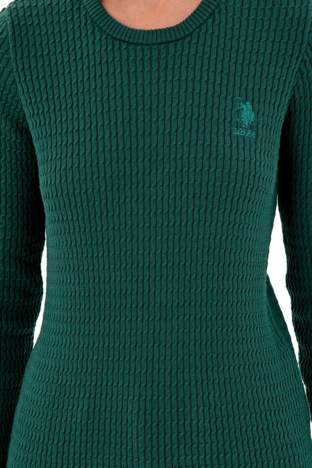 Женский темно-зеленый базовый свитер Неожиданная скидка в корзине - U.s. polo assn фото 6