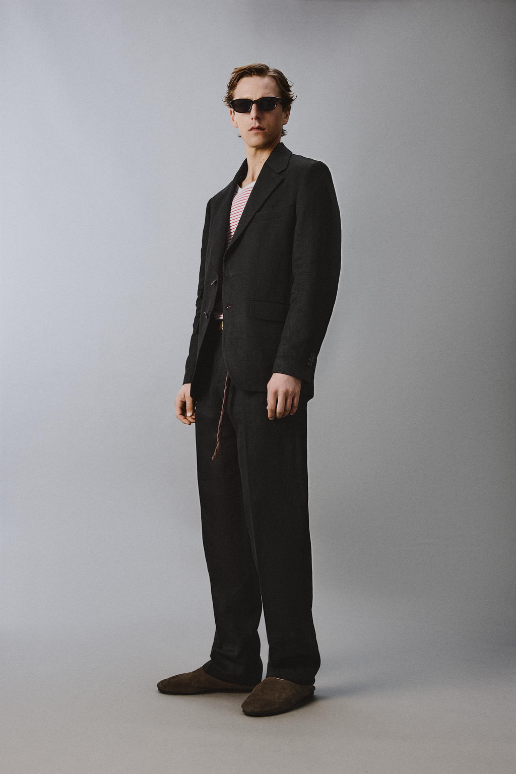 BLAZER TRAJE TWILL 100% LINO AARON LEVINE X ZARA / Negro  фото 4