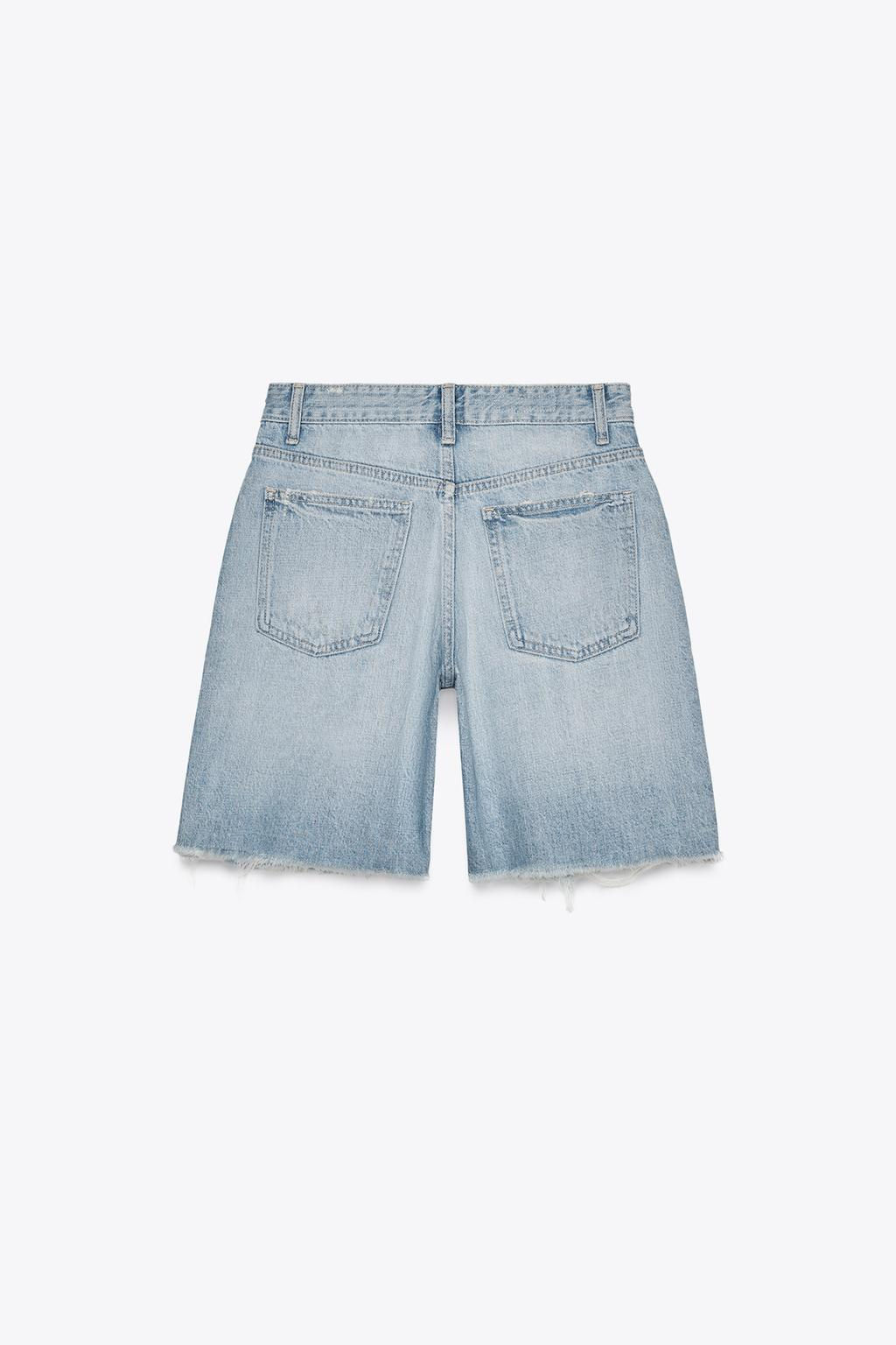 MID-WAIST RIPPED TRF DENIM BERMUDA SHORTS - Zara фото 12