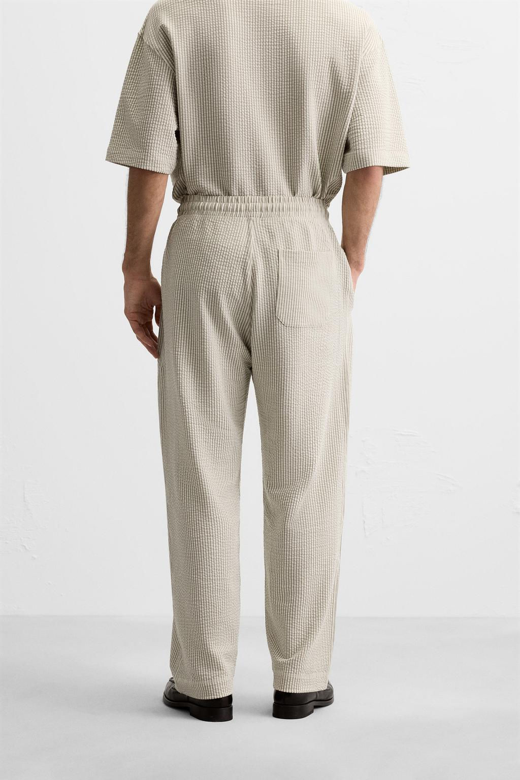 SEERSUCKER TROUSERS WITH PLEATS - Zara фото 3