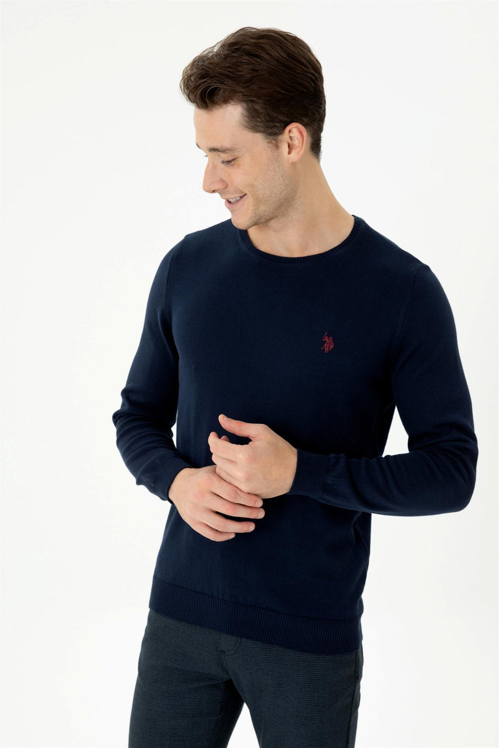 U. S. Polo Assn Мужской темно-синий базовый свитер - U.s. polo assn фото 10