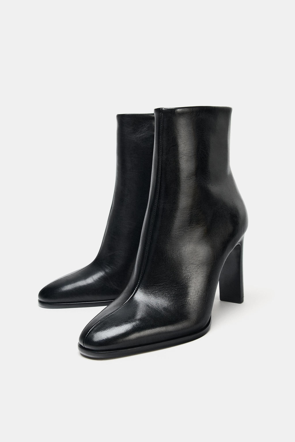 LEATHER HIGH-HEEL ANKLE BOOTS - Zara фото 3