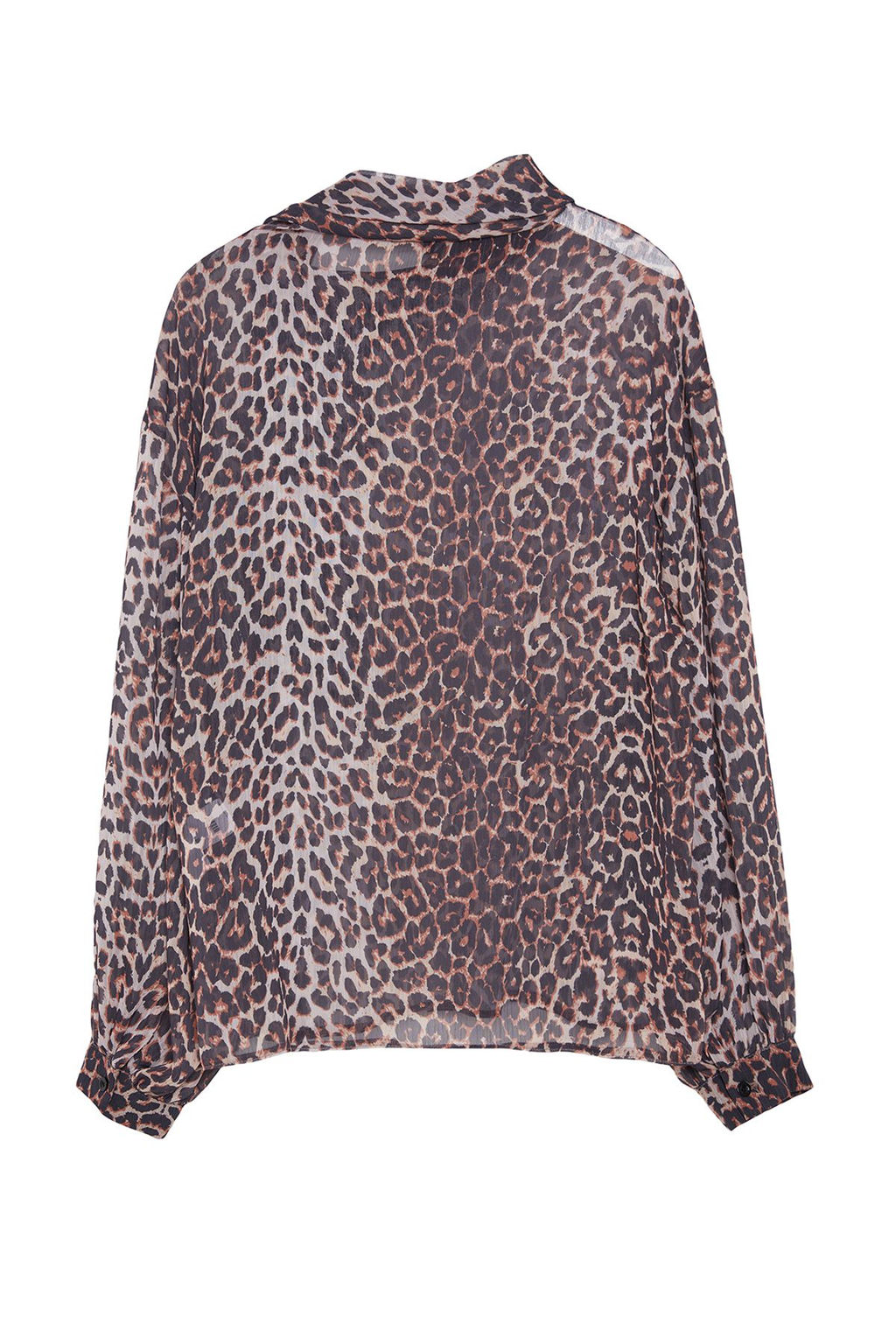 Kahverengi Leopar Desenli Sifon Dik Yaka Dokuma Bluz TWOAW25BZ00043 - Trendyolmilla фото 7