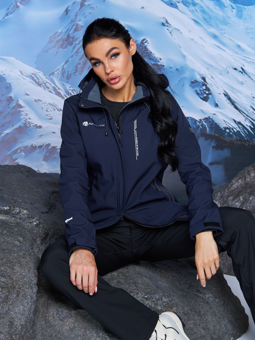 Женская парка виндстопер софтшелл на флисе Azimuth Стихия Неба 124/22956_701 Темно-Синий  фото 7