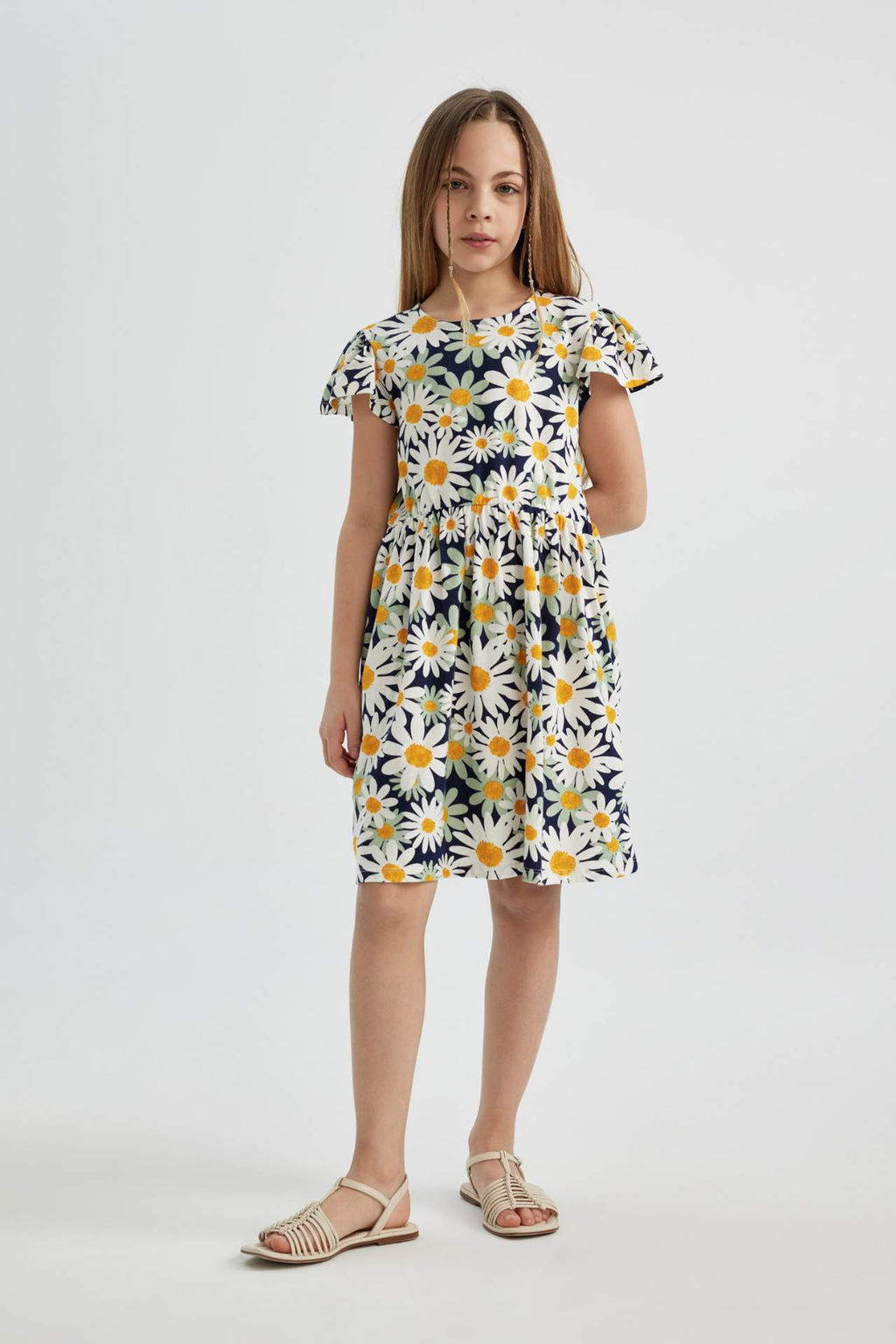 K?z Cocuk Desenli K?sa Kollu Elbise - Defacto фото 3