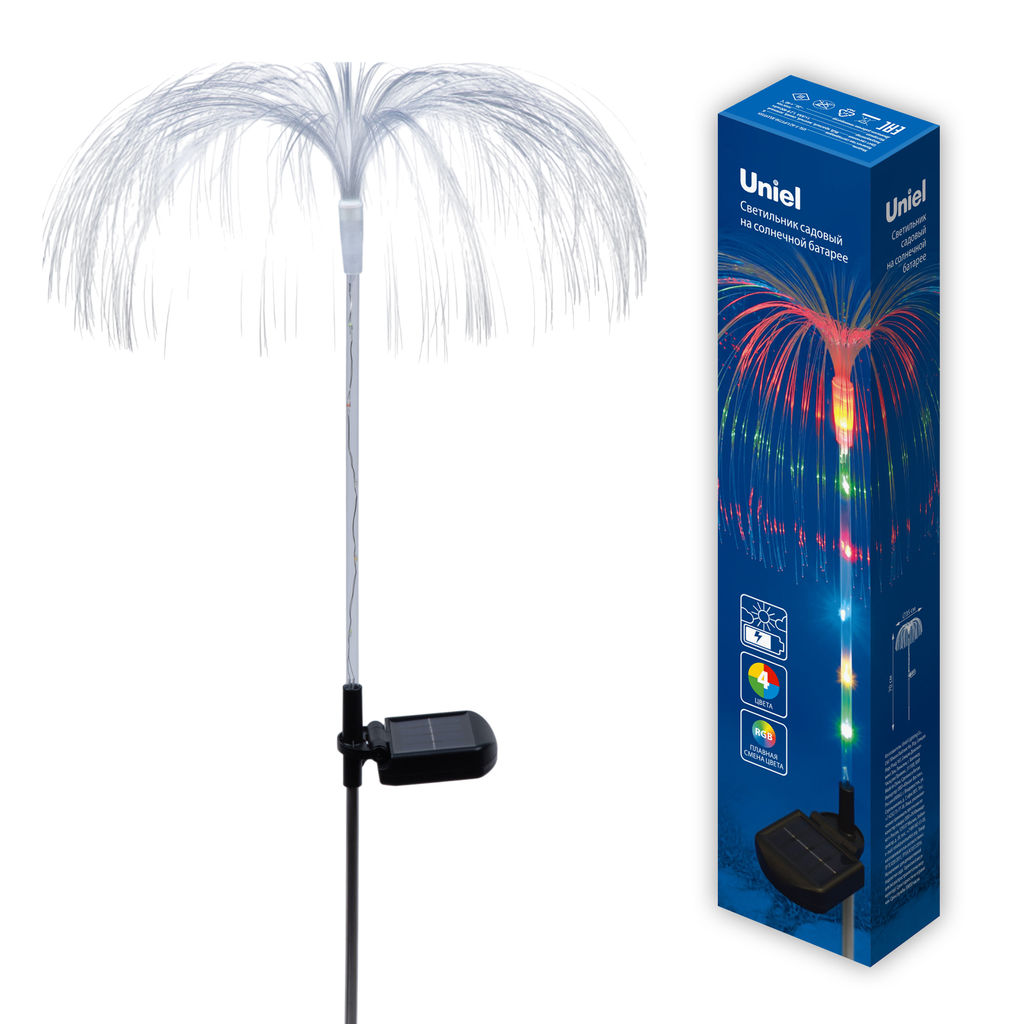 USL-S-821/PT750 JELLYFISH Садовый светильник на солнечной батарее Медуза. 7 светодиодов. RGB свет. 1*АA Ni-Mh аккумулятор в/к. IP44. TM Uniel - Volpe фото 12
