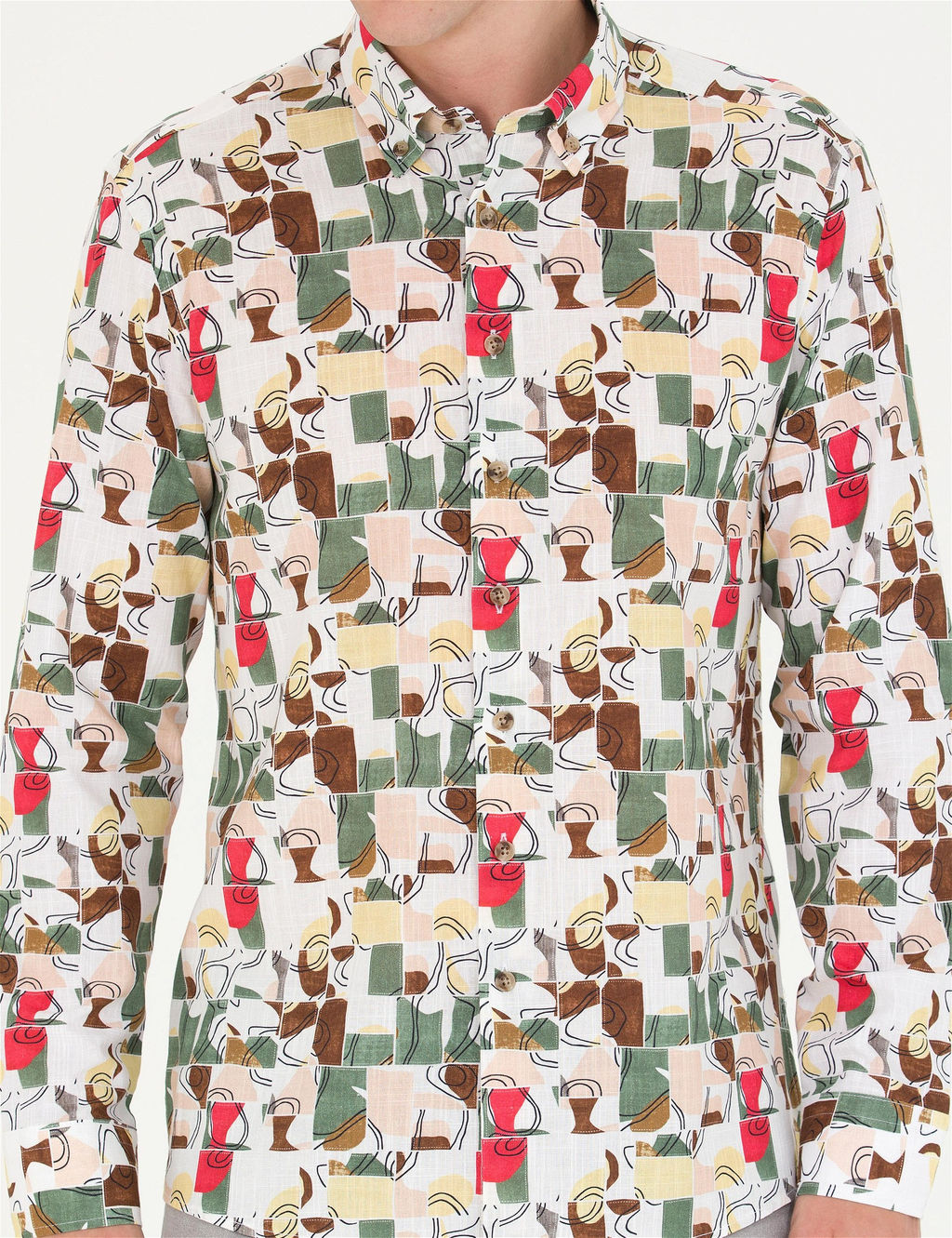 Haki Regular Fit Uzun Kollu G_mlek - Pierre cardin фото 6