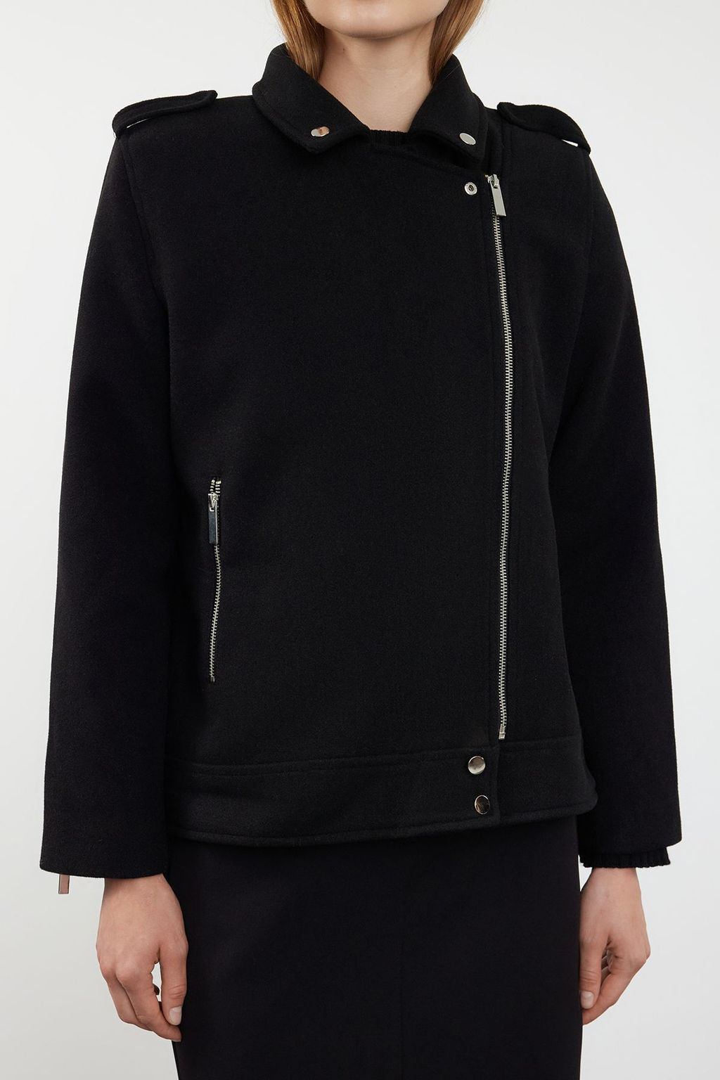 TRENDYOLMILLA Siyah Regular Kase Biker Ince Ceket Mont TWOAW25MO00131  фото 3