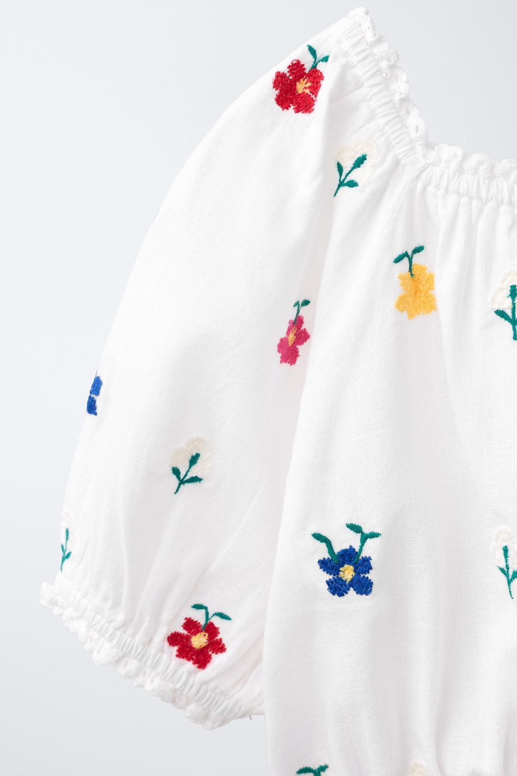 BLUSA GLOBO FLORES BORDADAS / Multicolor - Zara фото 4