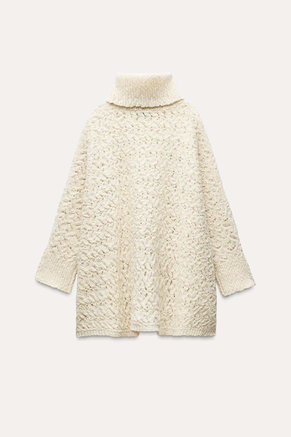 OPENWORK KNIT PONCHO SWEATER - Zara фото 5