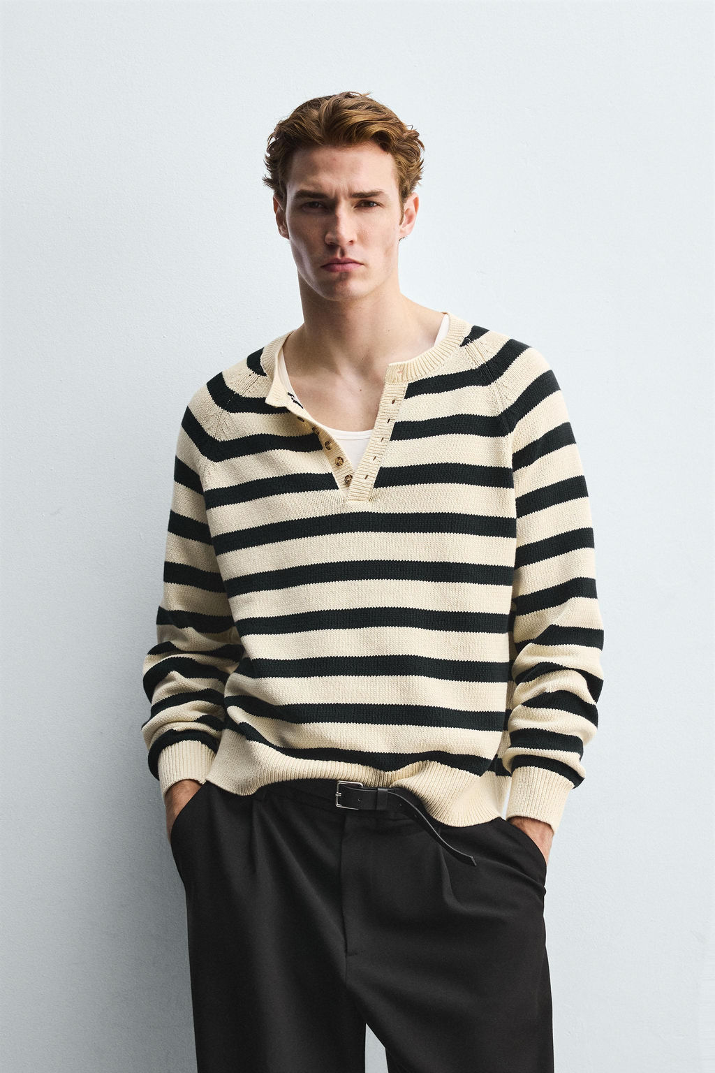 STRIPED HENLEY SWEATER - Zara фото 2