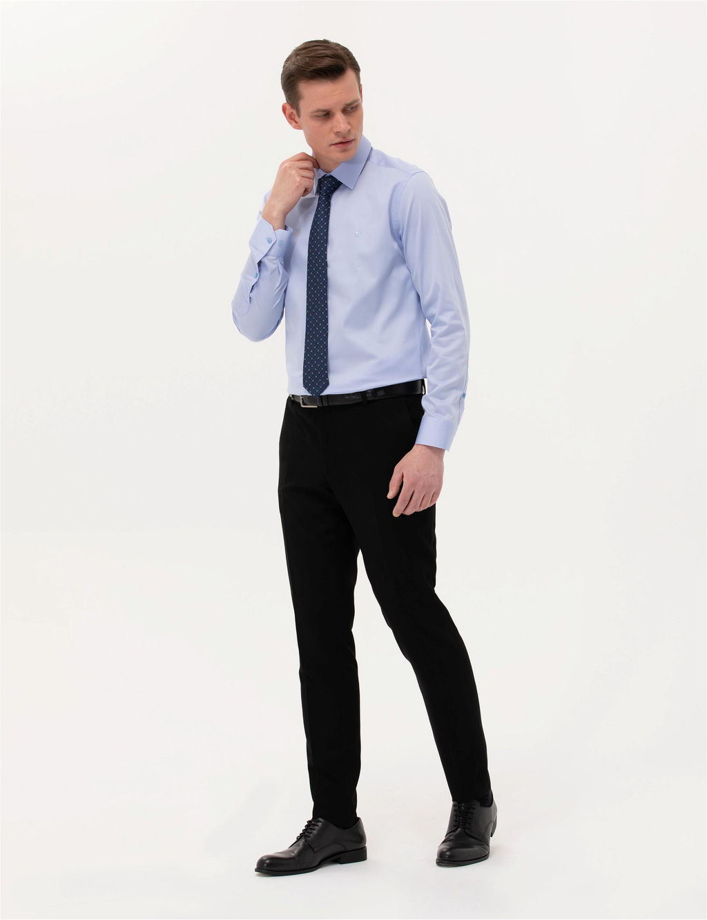 Koyu Mavi Slim Fit Uzun Kollu Klasik G_mlek