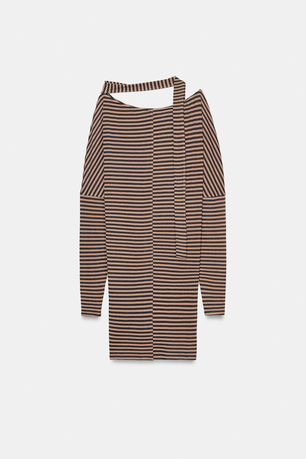 VESTIDO RAYAS CINTUR?N / Marr?n / Crudo - Zara фото 3