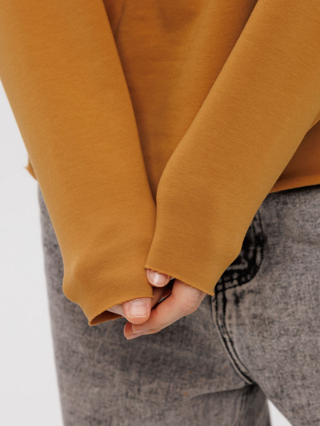 Женский лонгслив из футера 2-х нитки Lingeamo горчичный ВК-25 (58) фото 9