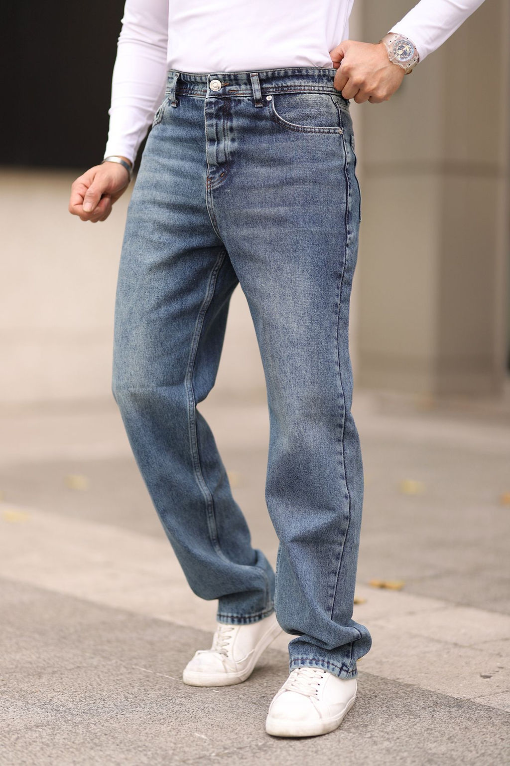 TRENDYOL MAN Ac?k Mavi %100 Pamuk Baggy Fit Jeans Bol Kot Pantolon TMNAW24JE00027 - Trendyolmilla фото 32