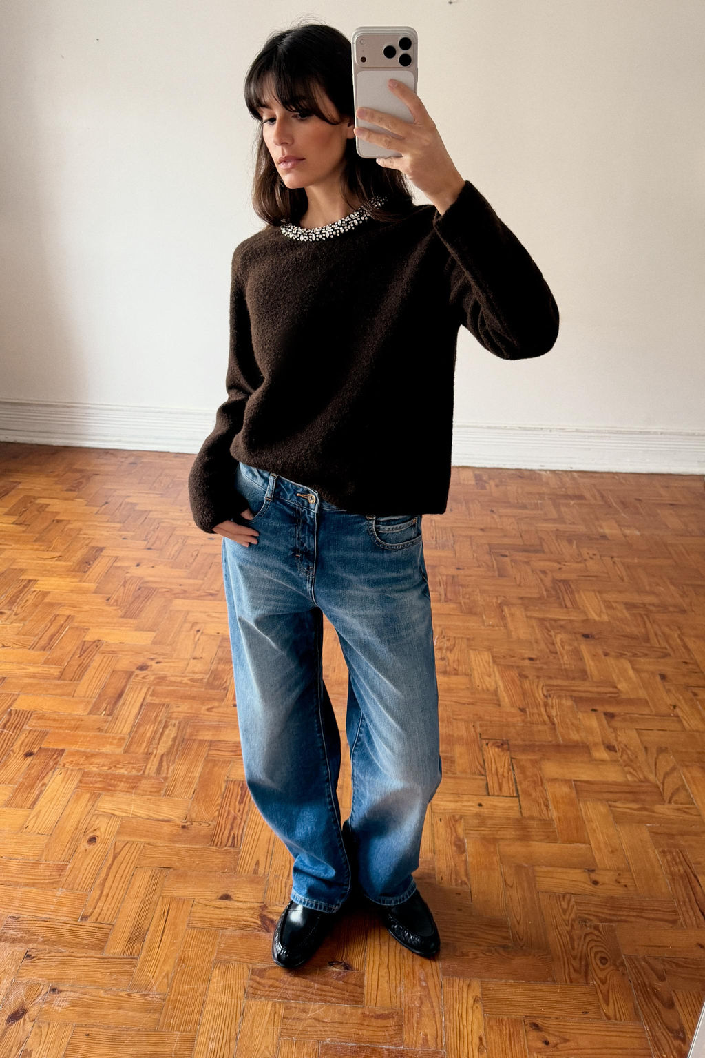 JEWEL BEADED NECK KNIT JUMPER - Zara фото 11