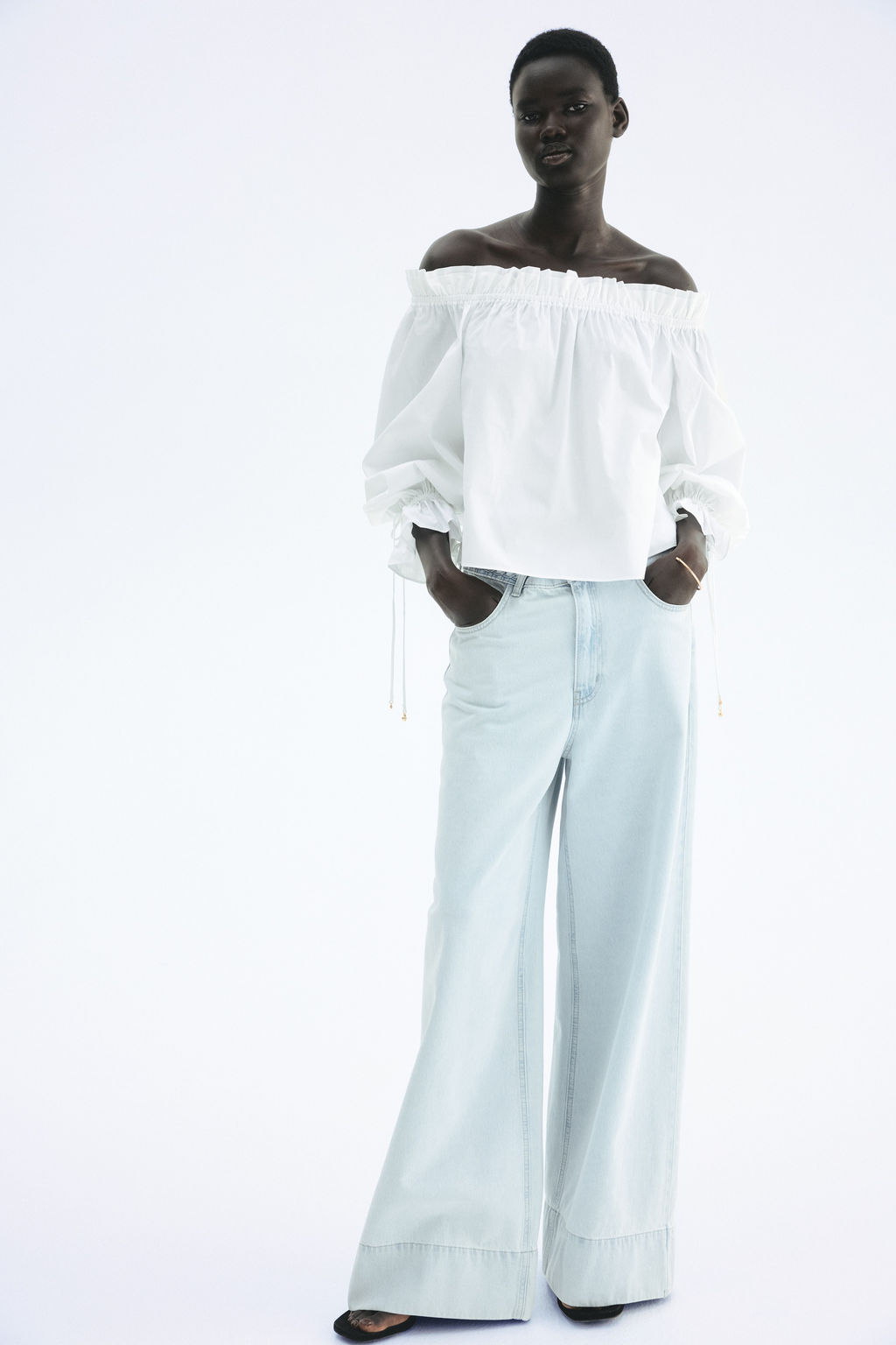 Blusa off-the-shoulder de popelina - H&m фото 8