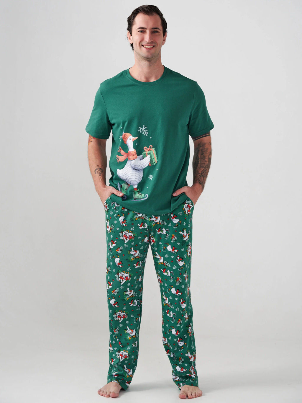 Пижама парная мужская 100% хлопок Зимние забавы - Оптима фото 4