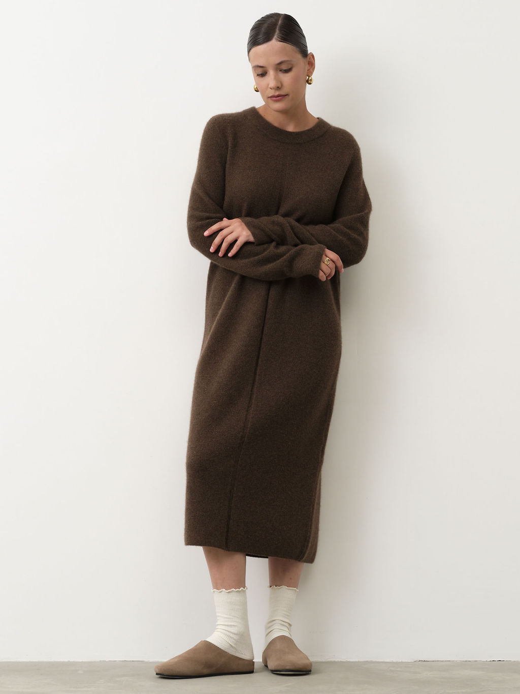 Платье из пуха яка 13087 коричневое