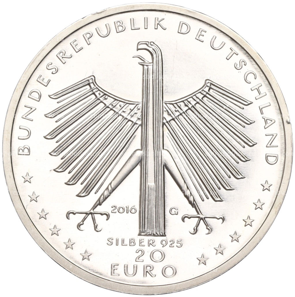 Монета 20 евро 2016 года Германия 125 лет со дня рождения Отто Дикса