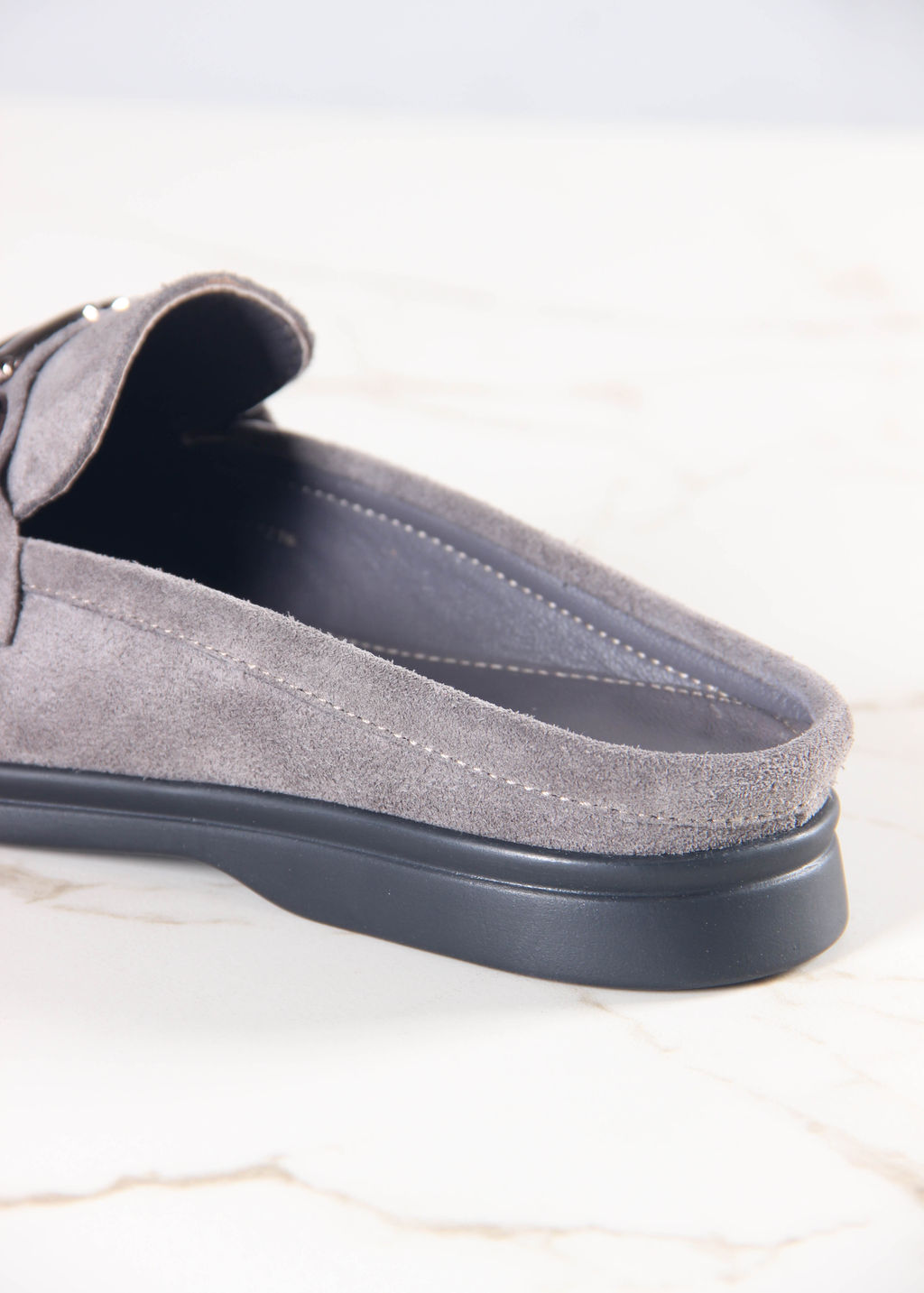 Сабо лоферы 1080.2614bl. серый замок замша