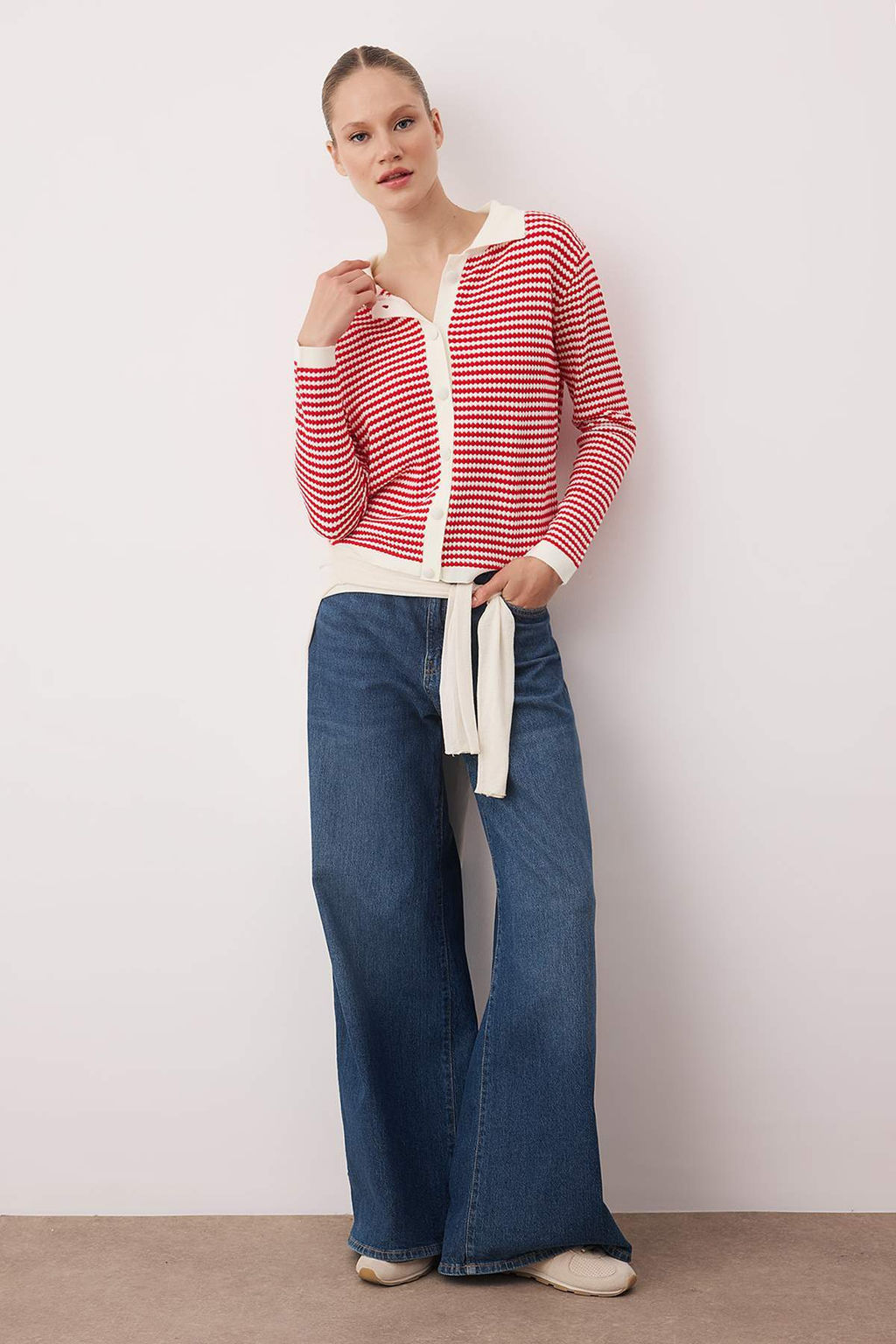 K?rm?z? Cizgili Polo Yaka Detayl? Triko H?rka TWOAW26HI00263 - Trendyolmilla фото 2