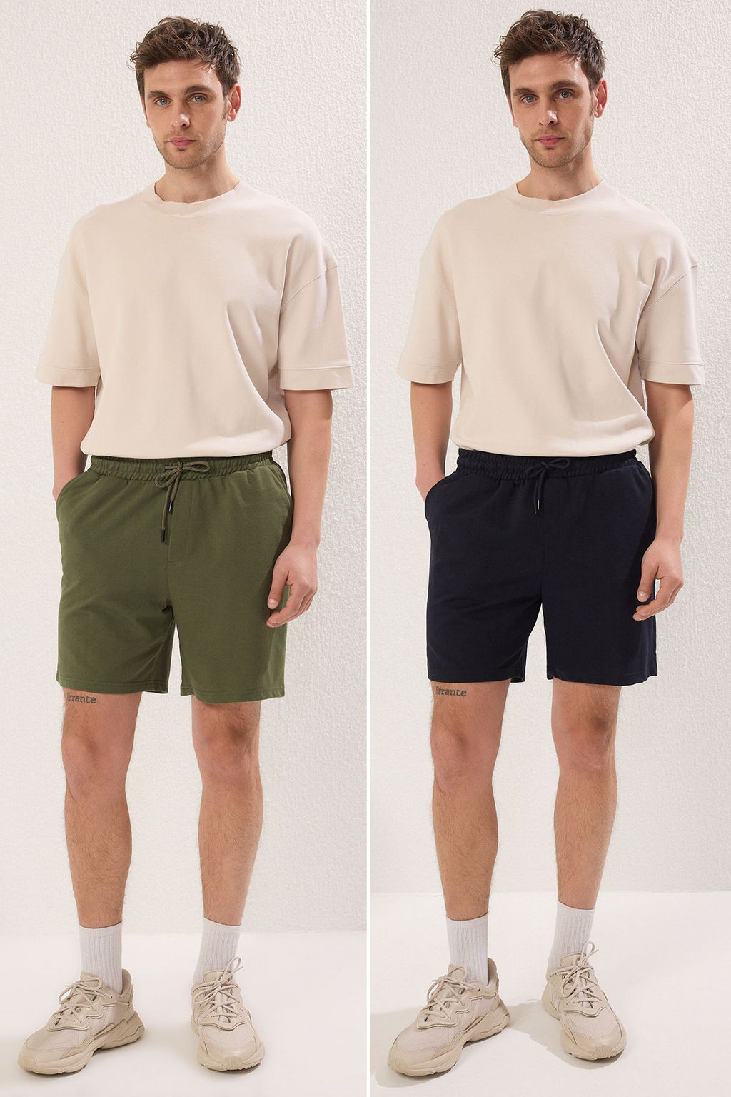 Lacivert-Haki Basic Regular/Normal Kesim Duz 2li Paket Sort TMNSS21SR0095