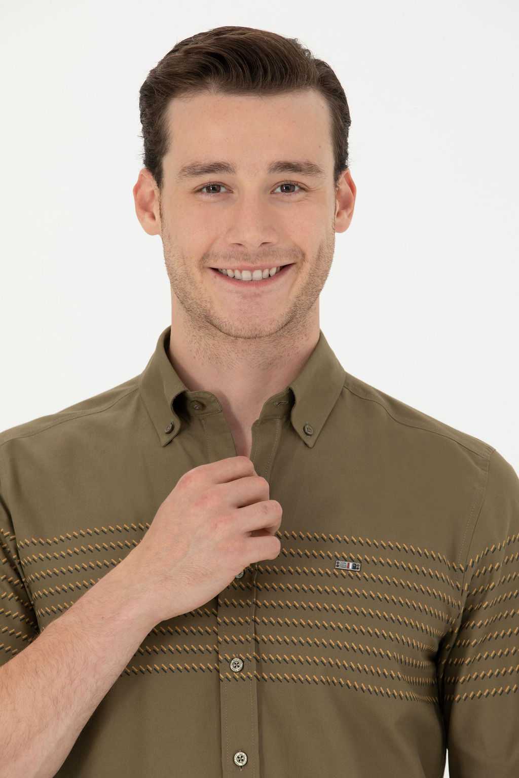 Мужская рубашка цвета хаки с длинным рукавом - U.s. polo assn фото 16