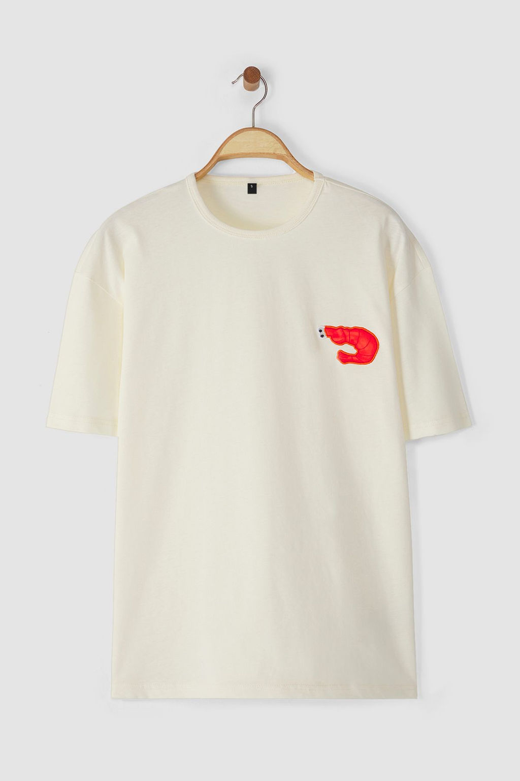 TRENDYOL MAN Ekru Unisex Oversize/Genis Kesim Kabar?k Istakoz Patchli K?sa Kol %100 Pamuk T-Shirt TMNSS25TS00029 - Trendyolmilla фото 6