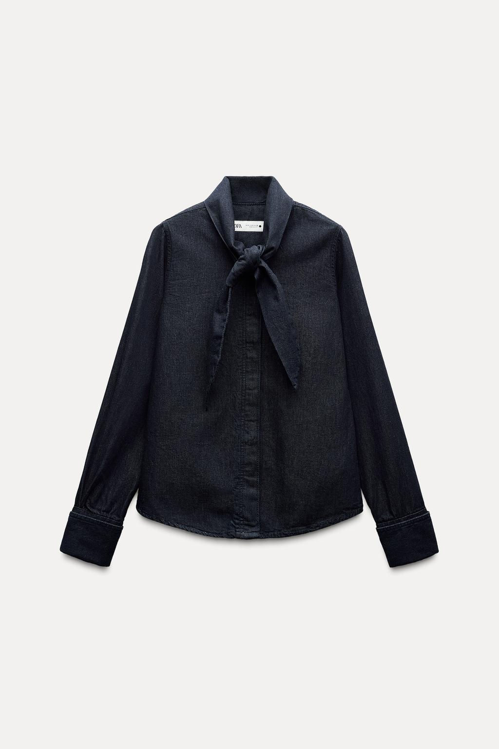ZW COLLECTION DENIM SHIRT WITH BOW - Zara фото 5