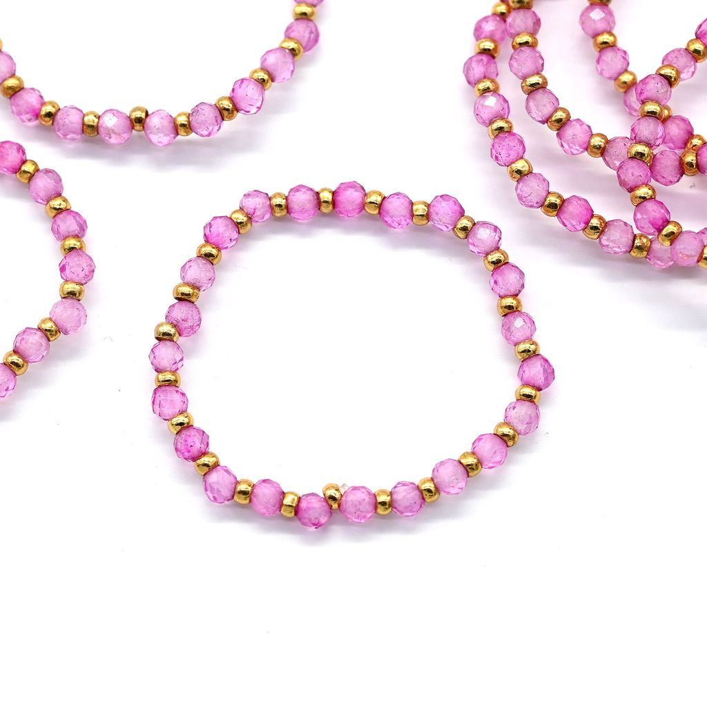 Кольцо на резинке с турмалином розовым шарик 2мм Радуга камня