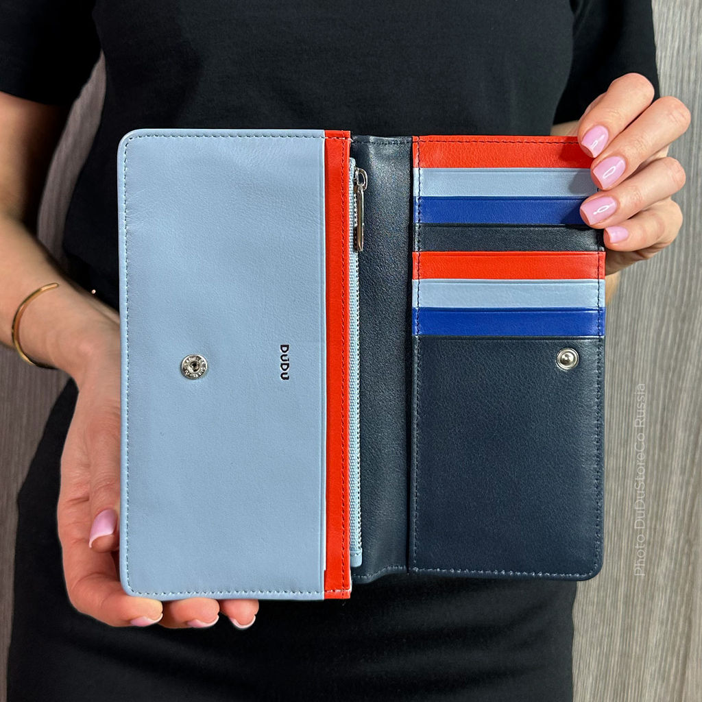 Итальянский женский кожаный кошелек DuDu серии Canarie | морской - Dudubags фото 3