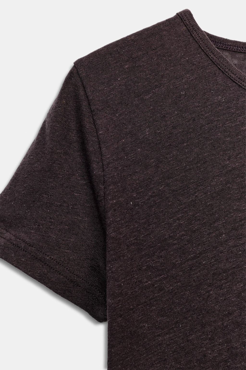 CAMISETA MANGA CORTA CON LINO / Chocolate - Zara фото 6