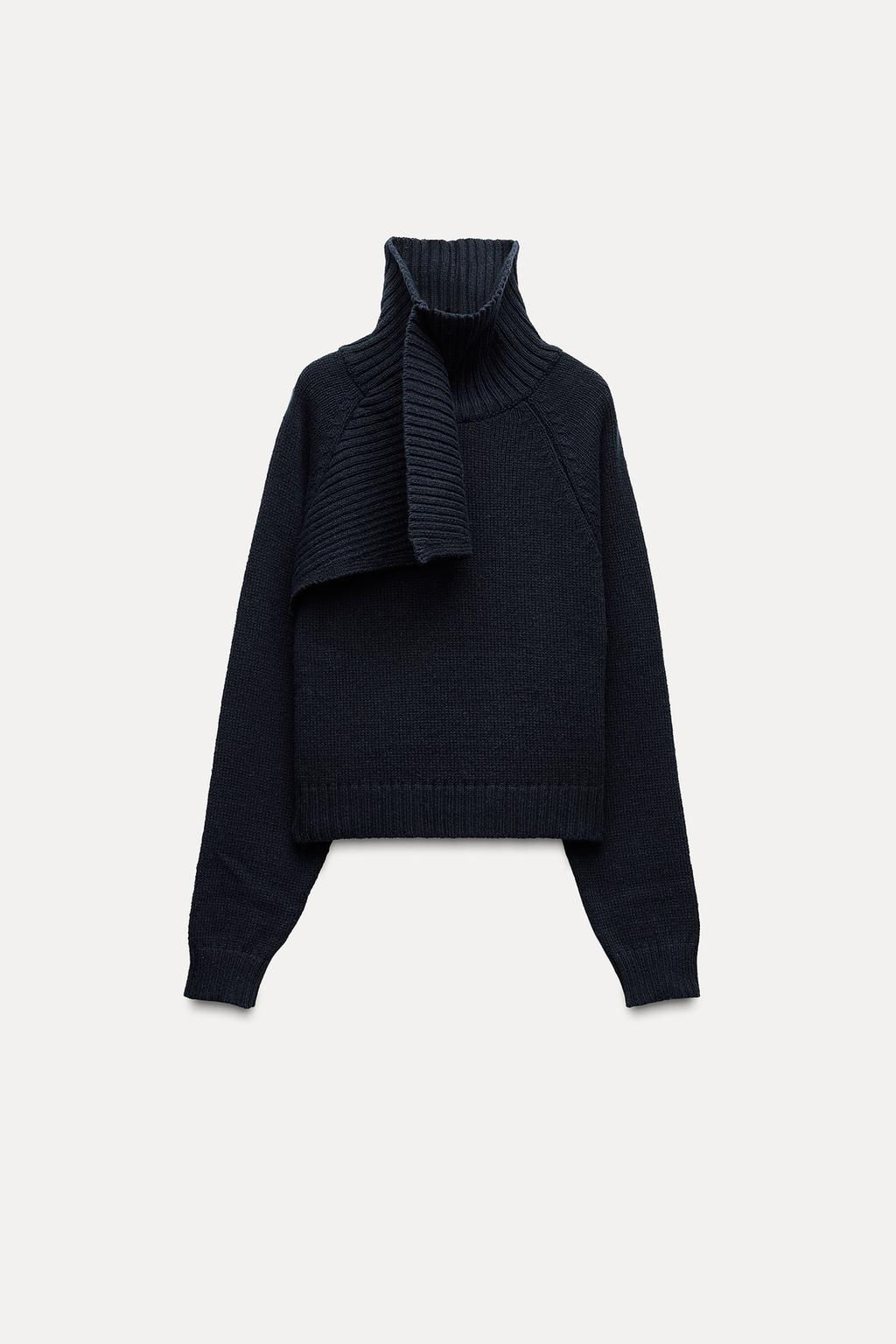 KNIT SWEATER WITH SCARF - Zara фото 7