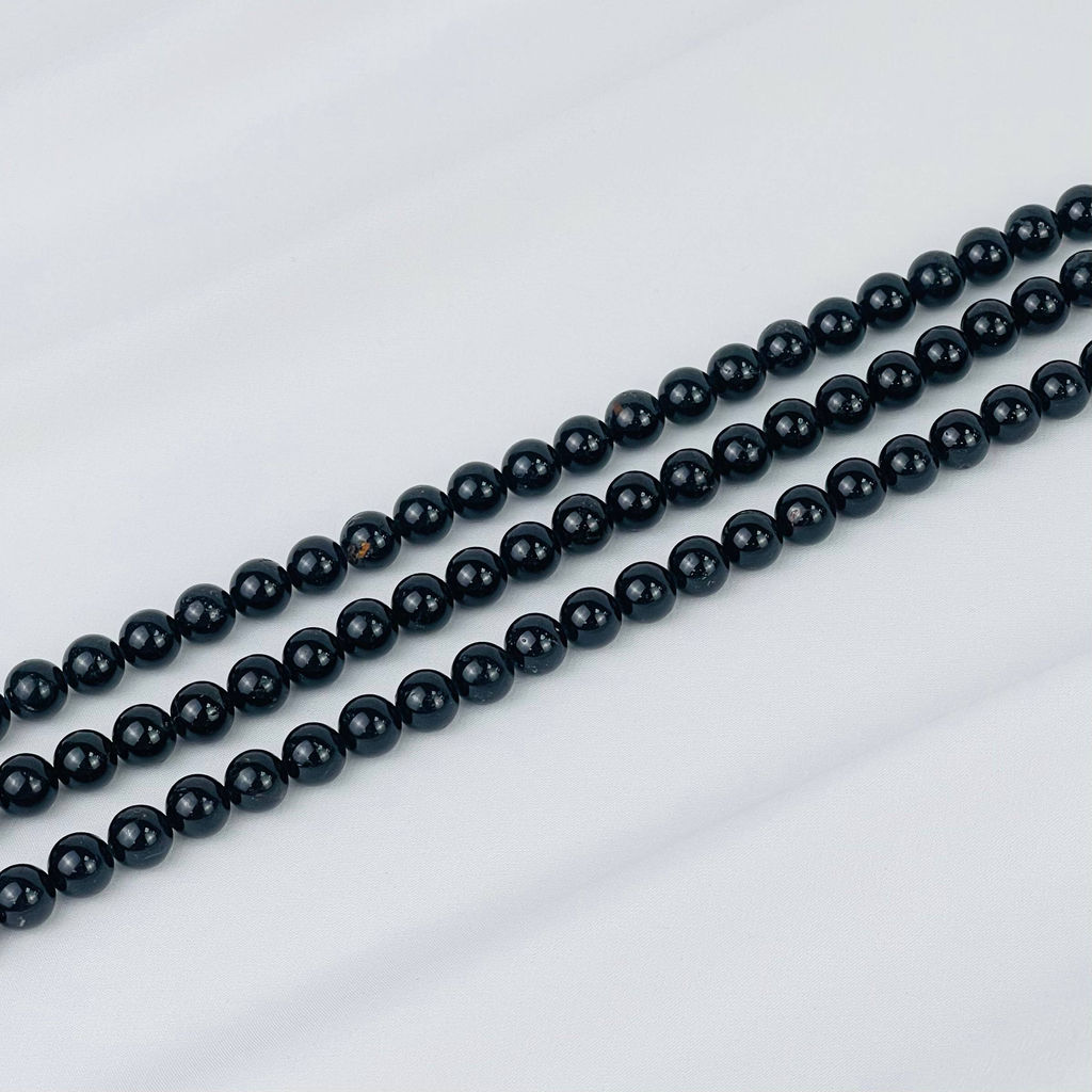 Бусины для украшений из черного Турмалина (Шерл) (46 бусин) 38 см