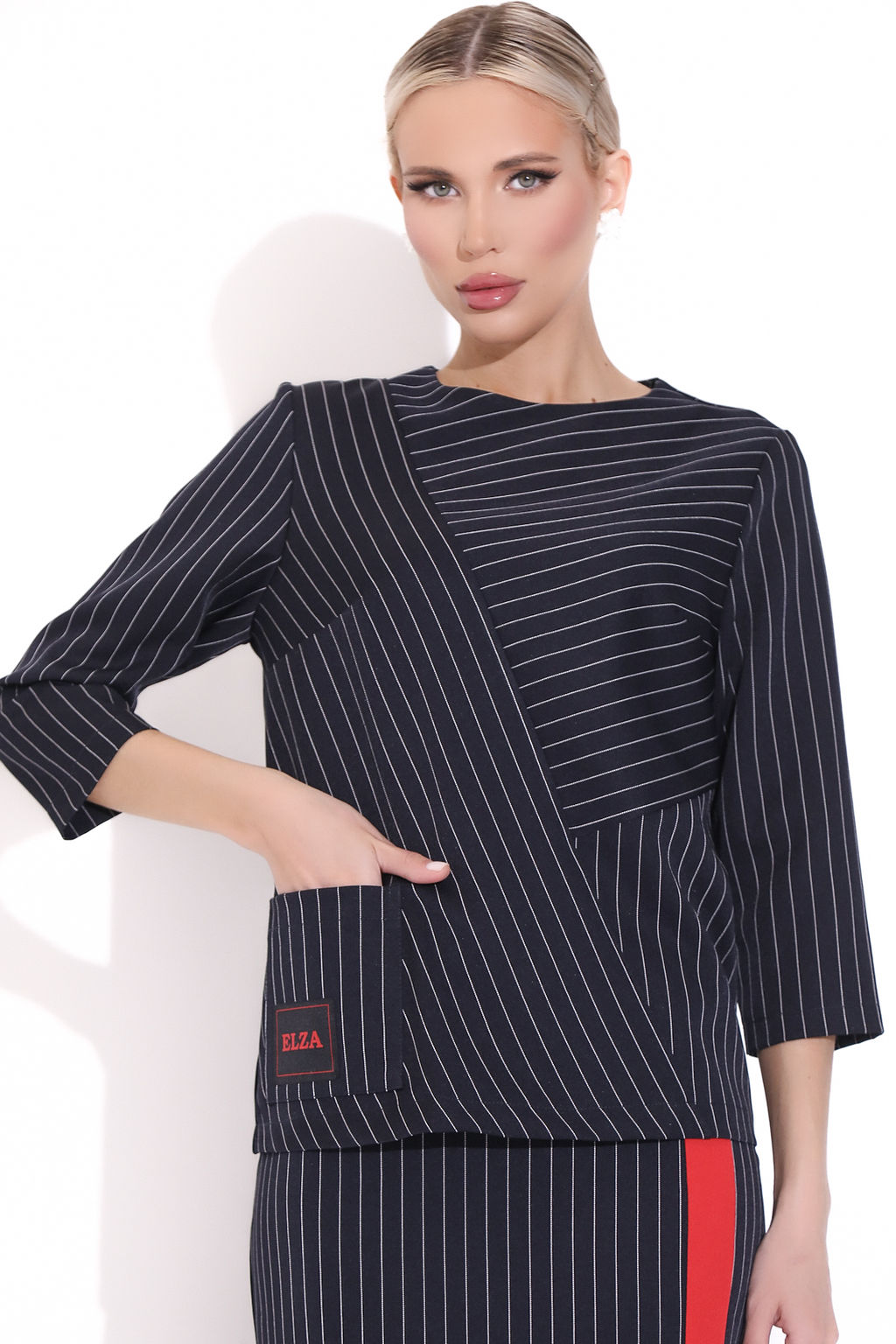 Костюм Элегантная леди (полоска/черника) - Эльза фото 2