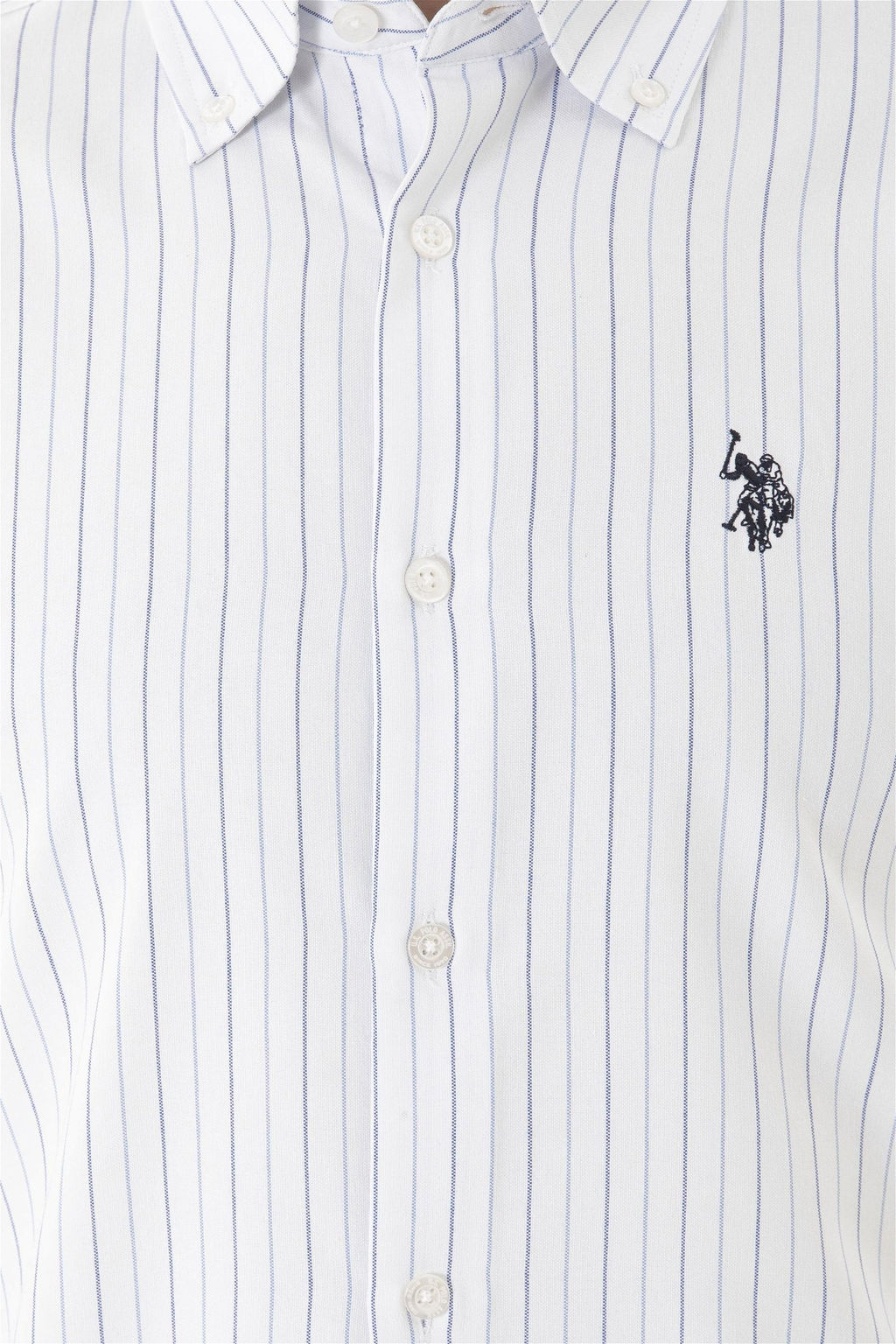Мужская белая рубашка в синюю полоску - U.s. polo assn фото 7