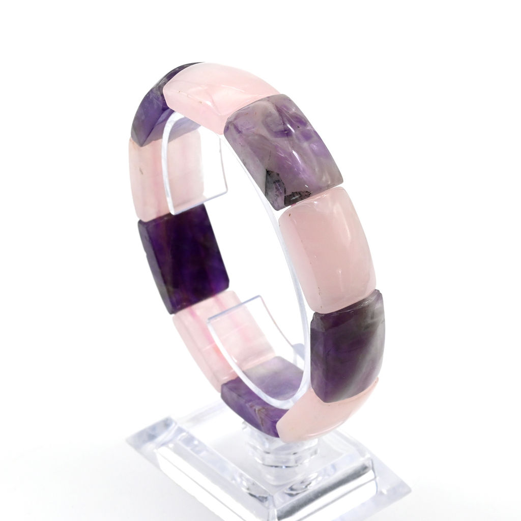Браслет сегмент 15*22мм из розового кварца и аметиста